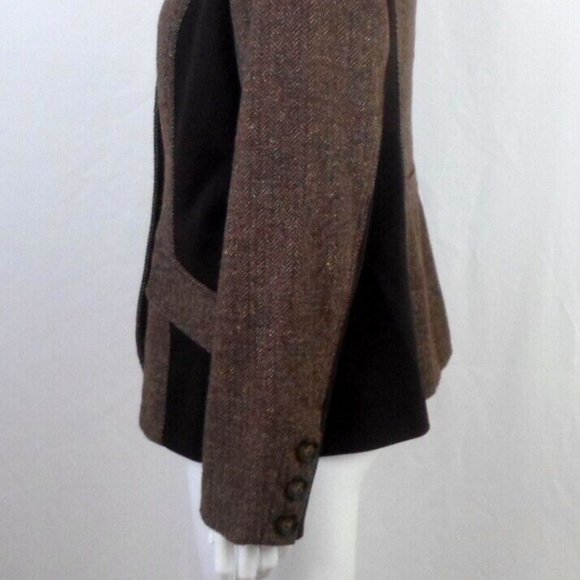 NWT Coldwater Creek Mixed Media Tweed Jacket Blazer Brown Herringbone - Picture 4 of 9